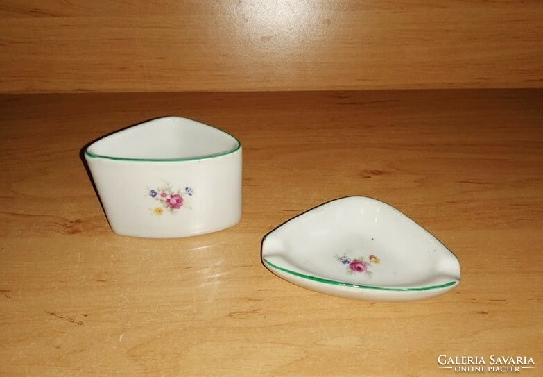 Hollóház porcelain small flower pattern cigarette smoking set 2 pieces (z-5)