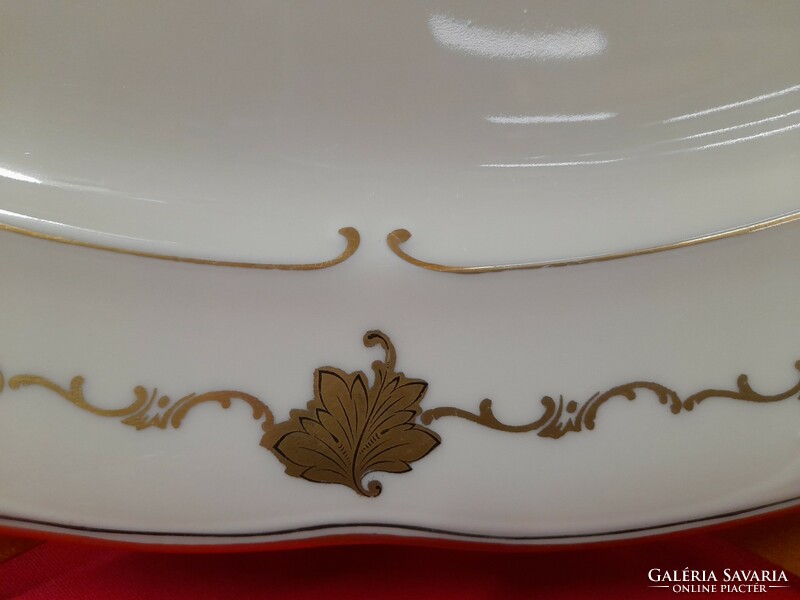 German, Germany waldenburg kpm 1934-1945 Embossed golden decorative roasting dish, plate, bowl. 38.5 cm.