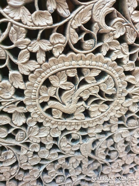 Oriental rare beautiful, ornately carved tomato bird mahogany secretary with incomplete interior