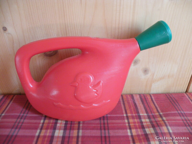 Old retro children's watering can rarity from the 1980s, unplayed new - duckling, teddy bear pattern -