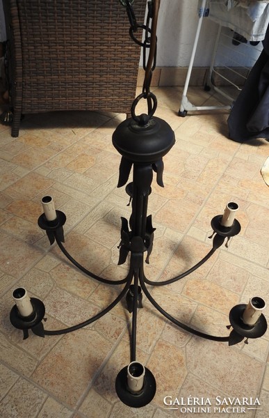 Old iron 6-branch chandelier