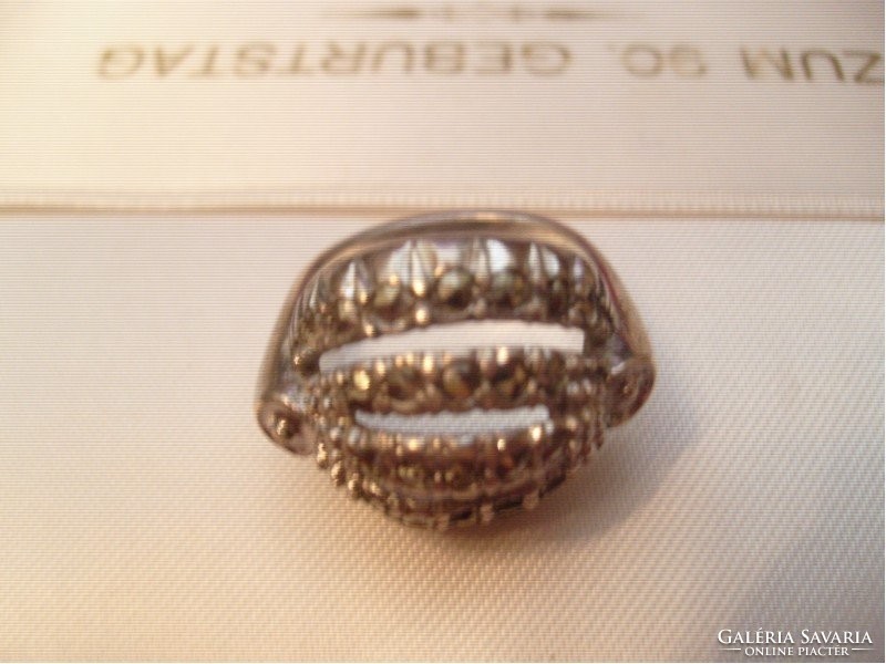 925 silver ring with antique art deco marcasite for sale