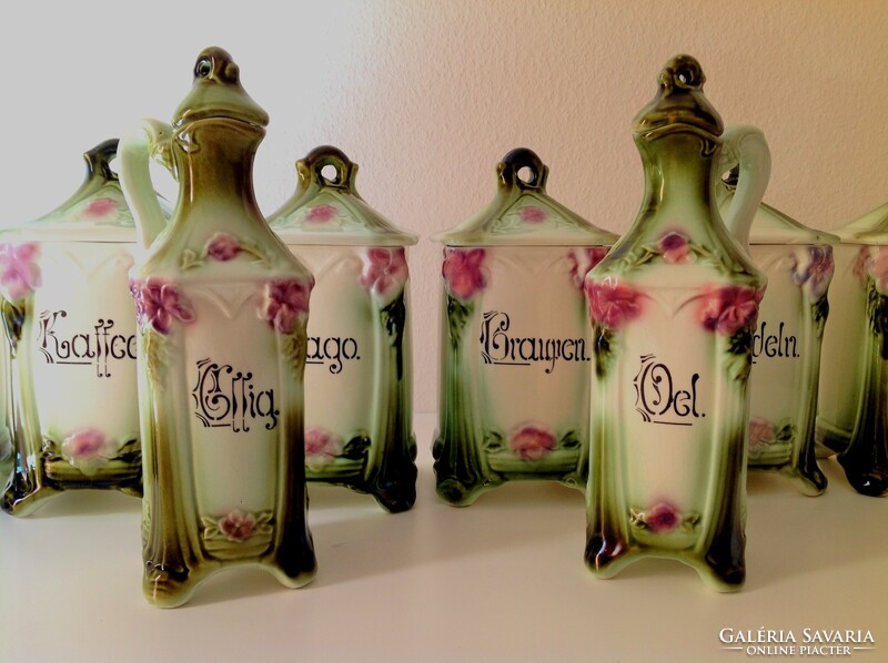 Majolica spice holder set - flawless!