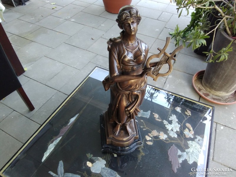 Bronze statue on a marble pedestal. Height 53cm plus 4.5cm high pedestal. The marble pedestal is better s