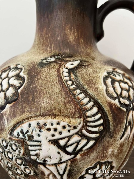 Walter gerhards vintage ceramic vase with beautiful plastic decoration-34 cm