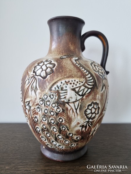 Walter Gerhards vintage kerámia váza,gyönyörű plasztikus díszítéssel-34 cm