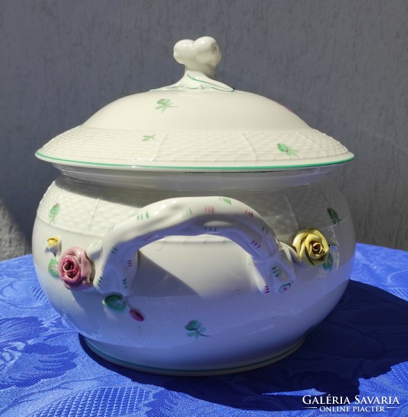 Herend porcelain soup bowl with ears and flower pattern