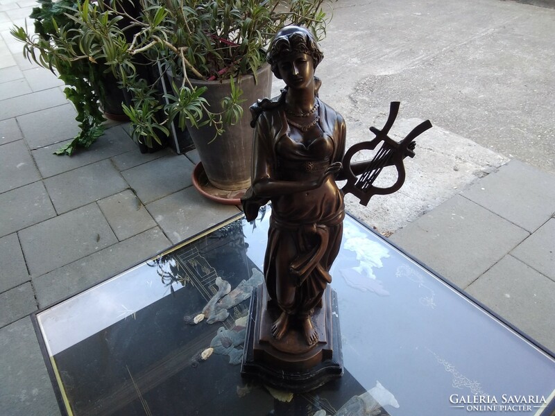 Bronze statue on a marble pedestal. Height 53cm plus 4.5cm high pedestal. The marble pedestal is better s