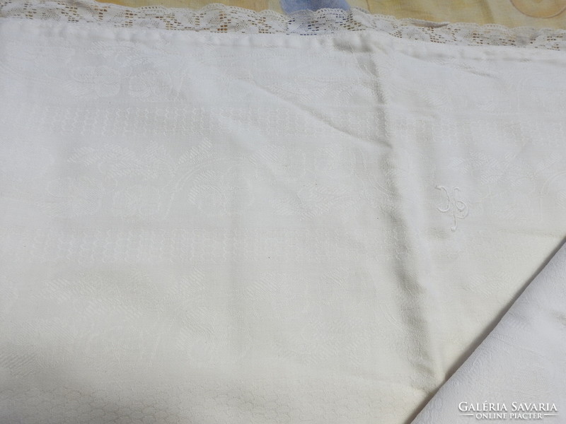 Antique White Art Nouveau Pillowcases with Vertical Lace Embellishment HD Monogram - Ornament Pillow Cover