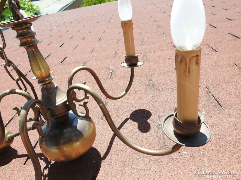 Antique Flemish copper 5-branch chandelier