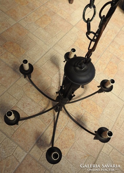 Old iron 6-branch chandelier
