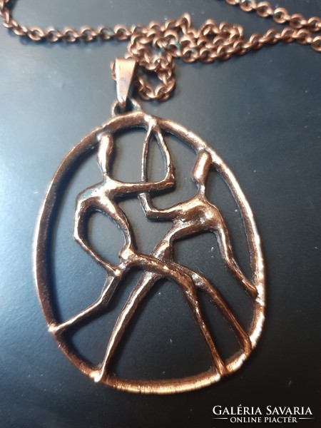 Contemporary craft copper pendant with chain