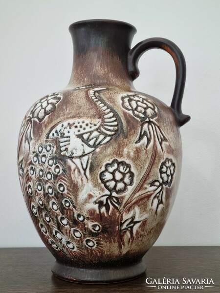 Walter gerhards vintage ceramic vase with beautiful plastic decoration-34 cm