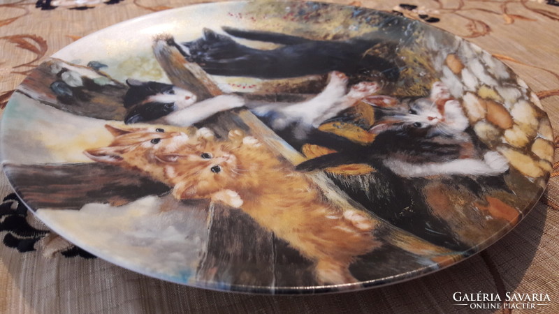 Cat porcelain decorative plate, kitten wall plate 4 (l2287)