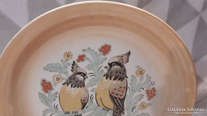 Large bird faience decorative plate, porcelain bowl (l2402)