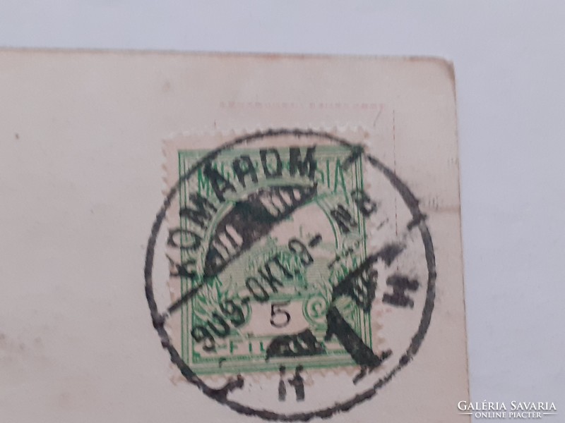 Régi képeslap 1909 hárfás hölgy fotó levelezőlap