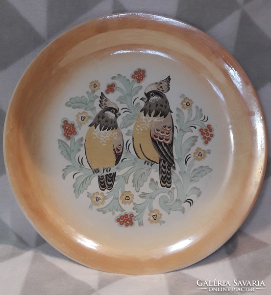 Large bird faience decorative plate, porcelain bowl (l2402)