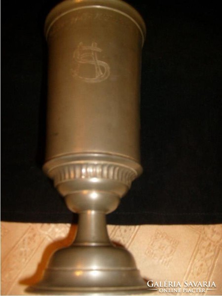 Goblet vase with antique gold note capital monogram 25 cm for sale