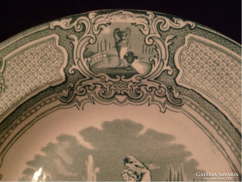 Showcase English Greek mythological scene wonderful faience deep plates in one 23.5 cm 3-piece