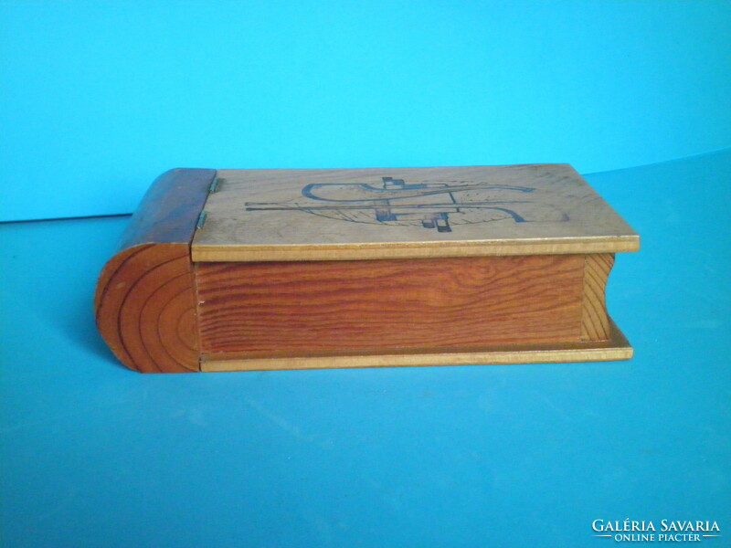 Old wooden checkered pattern box