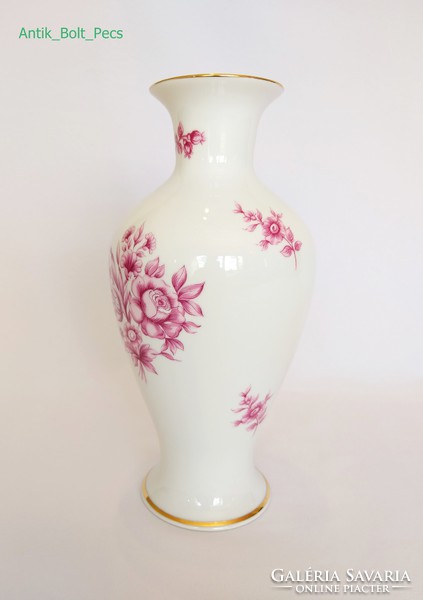 Hollóházi 24cm. Pink floral vase