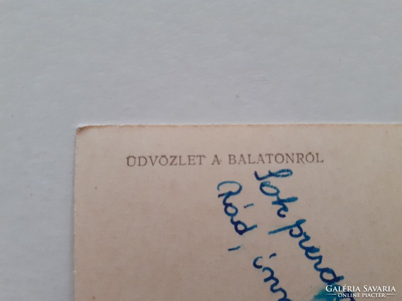 Régi képeslap 1955 Balaton kikötő fotó levelezőlap