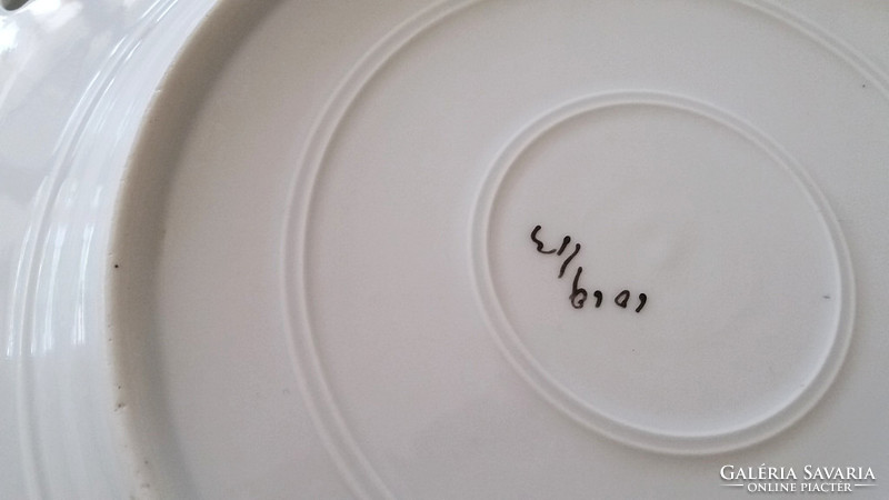 Régi ibolyás porcelán füles kínáló tányér vintage margarétás süteményes 26.5 cm