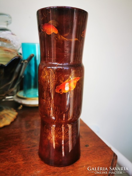 Old goldfish lacquer vase