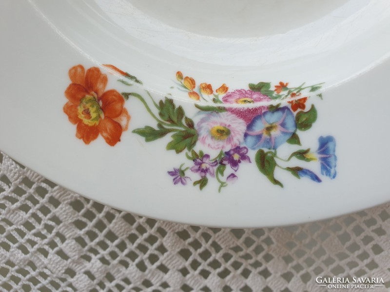Régi Zsolnay porcelán virágos tányér mélytányér 3 db