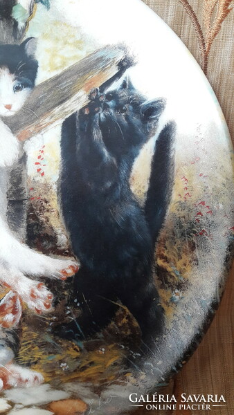 Cat porcelain decorative plate, kitten wall plate 4 (l2287)