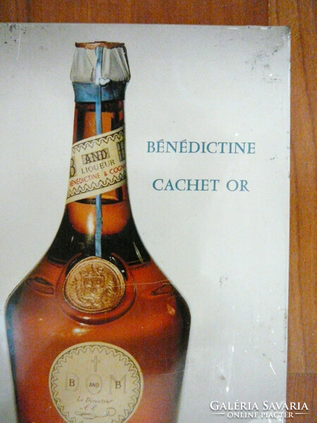 Régi retro eredeti Bénédictine francia likőr reklám krétás felíró fémtábla 1960 alkohol szeszesital