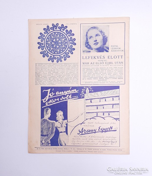 Old newspaper Summer 1938 is the fashion magazine of new times in the year of St. Stephen