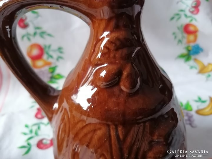Ceramic brandy set with 2 glasses (brown plum pattern)