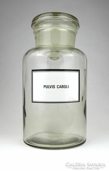 1I506 Régi nagyméretű gyógyszertári patikaüveg 3 liter PULVIS CAROLI