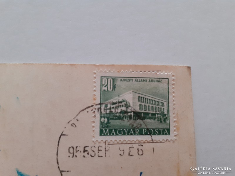 Old postcard 1955 Balaton harbor photo postcard
