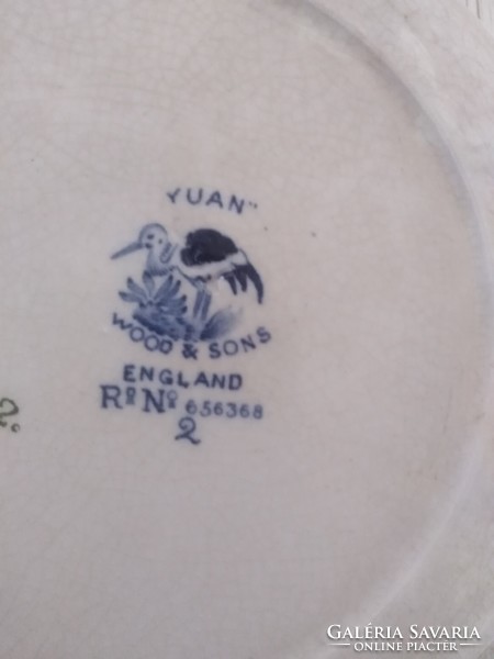 Cobalt blue crane pattern - ceramic bowl / antique character