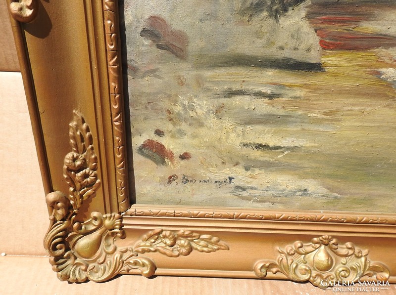 Ismeretlen festő -  olaj vászon festmény blondel keretben