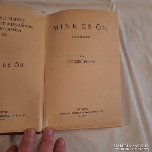 Commemorative edition of Ferenc Herczeg's selected works 1933 mink ez och /narratives/ 16/20. Volume