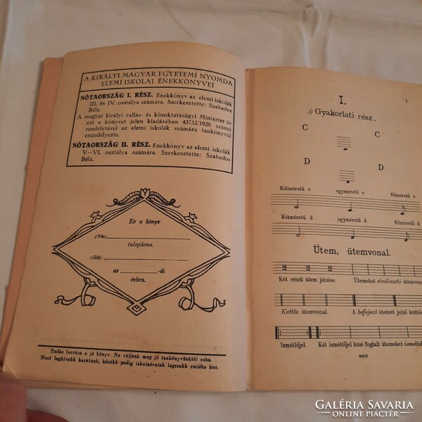 Notation i. Part songbook of elementary schools iii.-and iv. Department for 1928? Edit: free béla