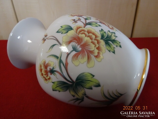 Hollóház porcelain vase, yellow flower, height 18 cm. He has! Jókai.