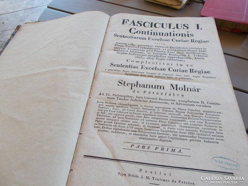 FasciculusI,Continuationis Stephanum Molnár de Péterfálva 1823..R!R!R!