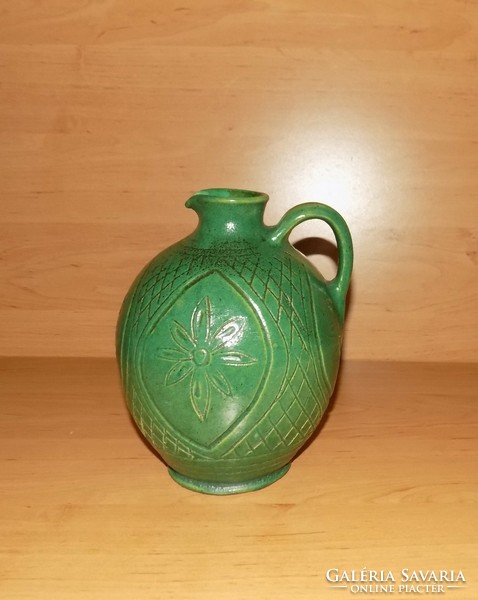 Old ceramic green jug from Karcag (14 / d)