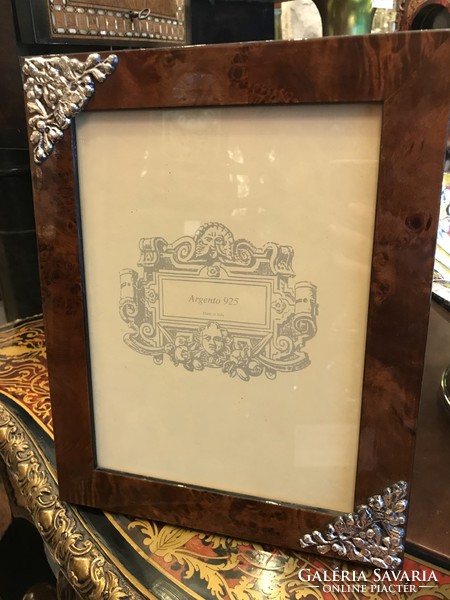 Large silver wooden picture frame with silver overlay (fm05) (i./66)