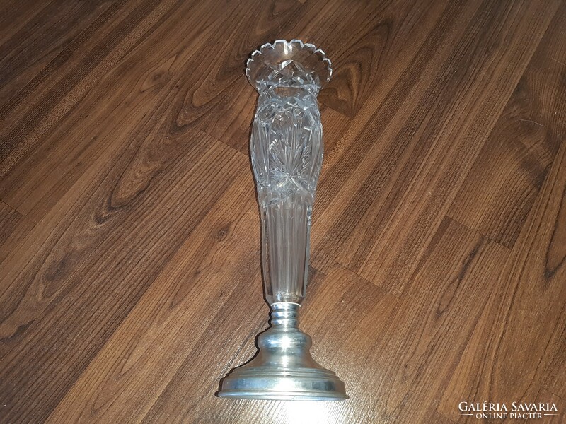 Crystal vase on a metal base