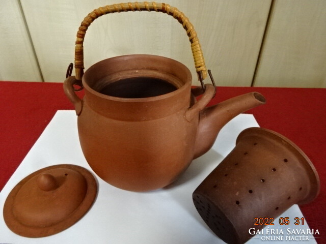 Japanese terracotta teapot with filter, antique. He has! Jókai.