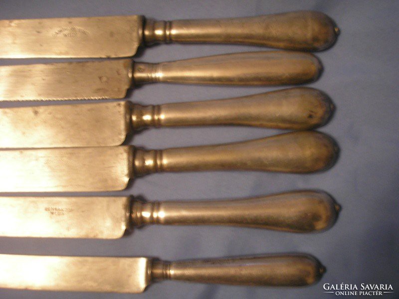 II.világháborús kések 6 db, alpakka ritkaság tiszti evőeszköz kések