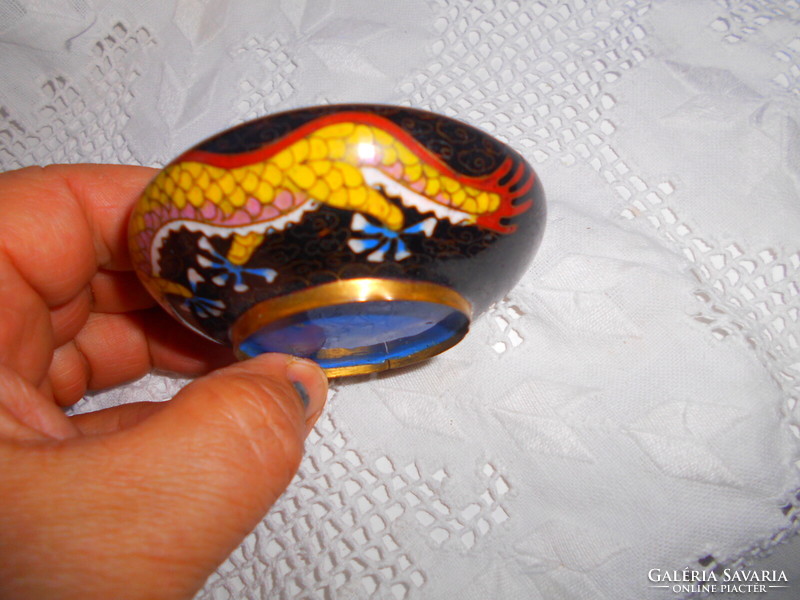 Antique dragon motif cloissoné enamel, compartmental enamel bowl