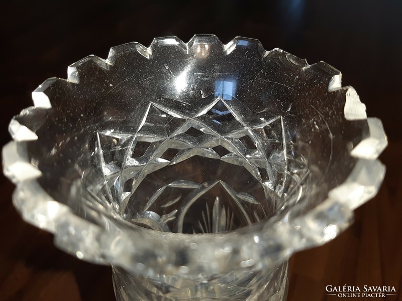 Crystal vase on a metal base