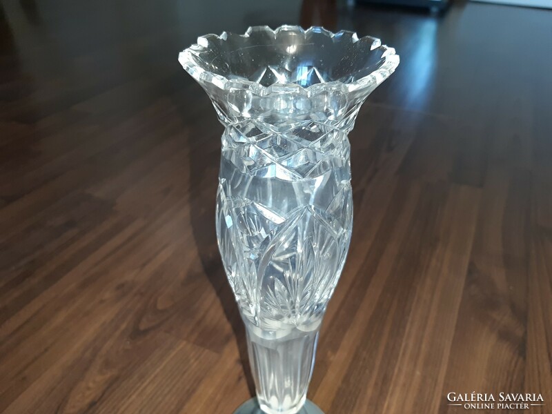 Crystal vase on a metal base