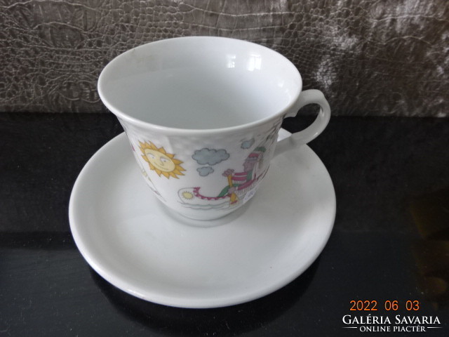 Csehszlovák porcelán gyermek pohár, indián mintával, átmérője 8,8 cm. Vanneki!